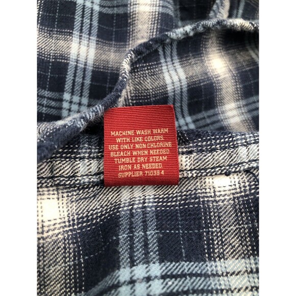 Arizona Jeans Co Mens Flannel Shirt XXL Blue Plaid 2 Chest Pockets Country - Picture 8 of 9